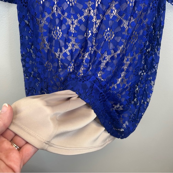 Jessica Howard Womens 16 1X Royal Blue Lace Dress Wedding Guest Cocktail Party - Picture 13 of 13